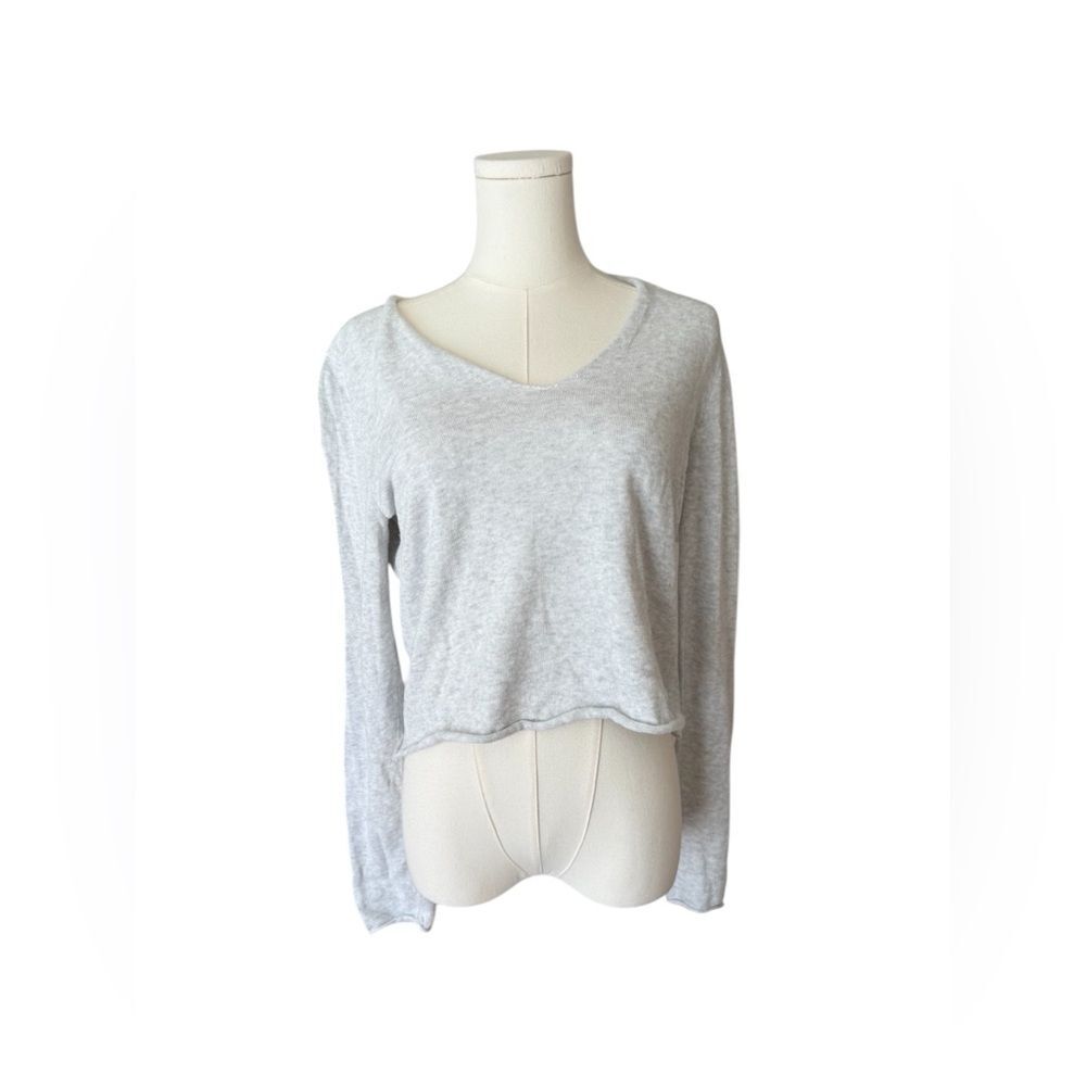 Brandy Melville Pullover Sweater V neck Grey one size